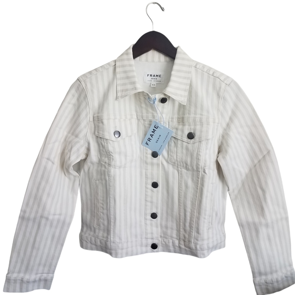 FRAME Le Vintage Stripe Denim Jacket Size M NWT